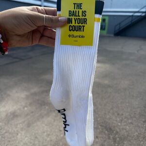 Bumble White Crew Socks